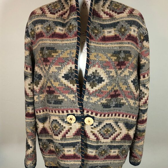 Heritage Tapestry Knit Jacket – Vintage-Inspired Artisan Weave - Picture 4 of 12